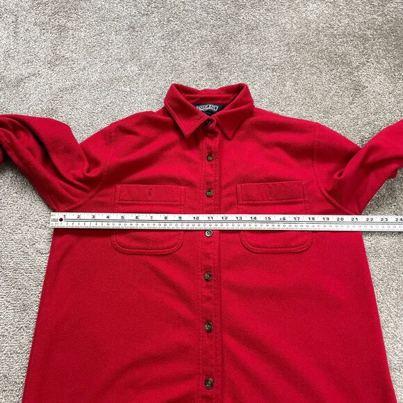 Lands' End Fleece Jacket Womens Medium 10-12 Red Soft Collared Outdoor Button Up - Picture 8 of 10